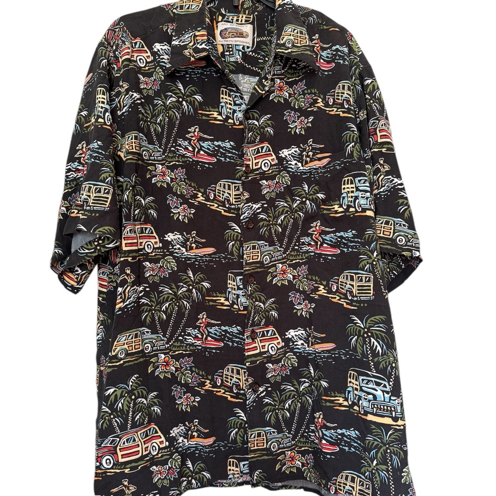 Art of Eddy Y‎ by Reyn Spooner Black and Multicolor Hawaiian Shirt